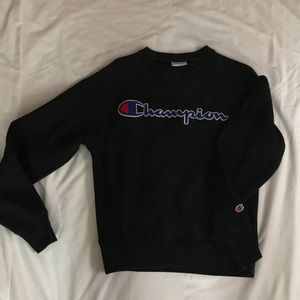 CHAMPION SWEATER XSMALL BLACK w/ CUFF LOGO DETAIL